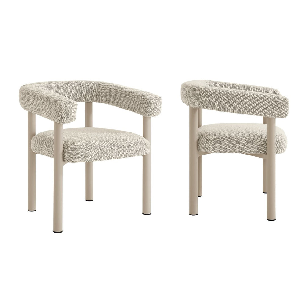 Modway Furniture Nautica Outdoor Aluminum Dining Armchairs Set of 2 - Stylish, Weather-Resistant Comfort for Patios Ivory Taupe EEI-6979-IVO-TAU