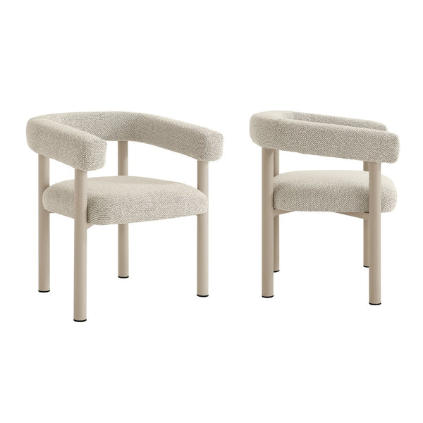 Modway Furniture Nautica Outdoor Aluminum Dining Armchairs Set of 2 - Stylish, Weather-Resistant Comfort for Patios Ivory Taupe EEI-6979-IVO-TAU