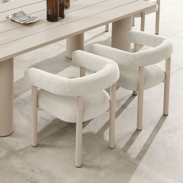 Modway Furniture Nautica Outdoor Aluminum Dining Armchairs Set of 2 - Stylish, Weather-Resistant Comfort for Patios Ivory Taupe EEI-6979-IVO-TAU