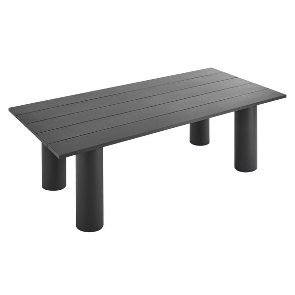 Modway Furniture Nautica Outdoor Patio 87" Rectangular Aluminum Dining Table for Stylish Alfresco Gatherings Graphite EEI-6980-GPH