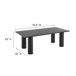 Modway Furniture Nautica Outdoor Patio 87" Rectangular Aluminum Dining Table for Stylish Alfresco Gatherings Graphite EEI-6980-GPH