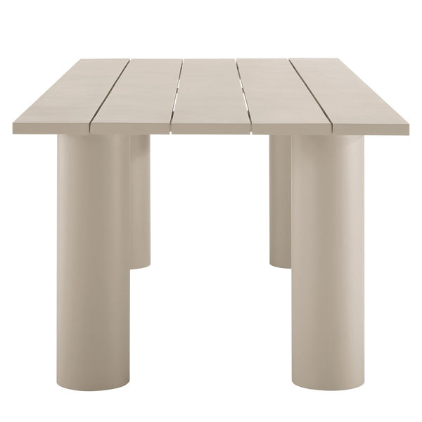 Modway Furniture Nautica Outdoor Patio 87" Rectangular Aluminum Dining Table for Stylish Alfresco Gatherings Taupe EEI-6980-TAU