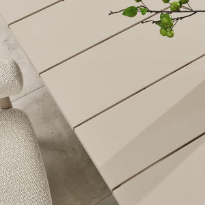 Modway Furniture Nautica Outdoor Patio 87" Rectangular Aluminum Dining Table for Stylish Alfresco Gatherings Taupe EEI-6980-TAU