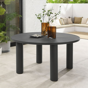 Modway Furniture Nautica Outdoor Patio 60" Round Aluminum Dining Table – Stylish, Durable Centerpiece for 4-6 Guests Graphite EEI-6981-GPH