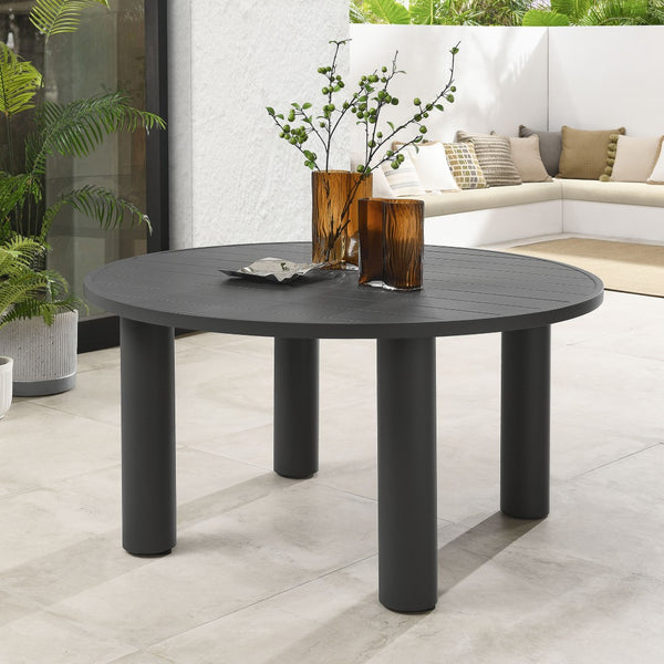 Modway Furniture Nautica Outdoor Patio 60" Round Aluminum Dining Table – Stylish, Durable Centerpiece for 4-6 Guests Graphite EEI-6981-GPH