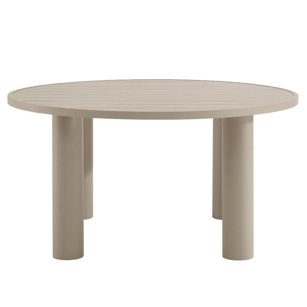 Modway Furniture Nautica Outdoor Patio 60" Round Aluminum Dining Table – Stylish, Durable Centerpiece for 4-6 Guests Taupe EEI-6981-TAU