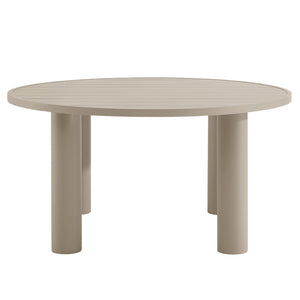 Modway Furniture Nautica Outdoor Patio 60" Round Aluminum Dining Table – Stylish, Durable Centerpiece for 4-6 Guests Taupe EEI-6981-TAU
