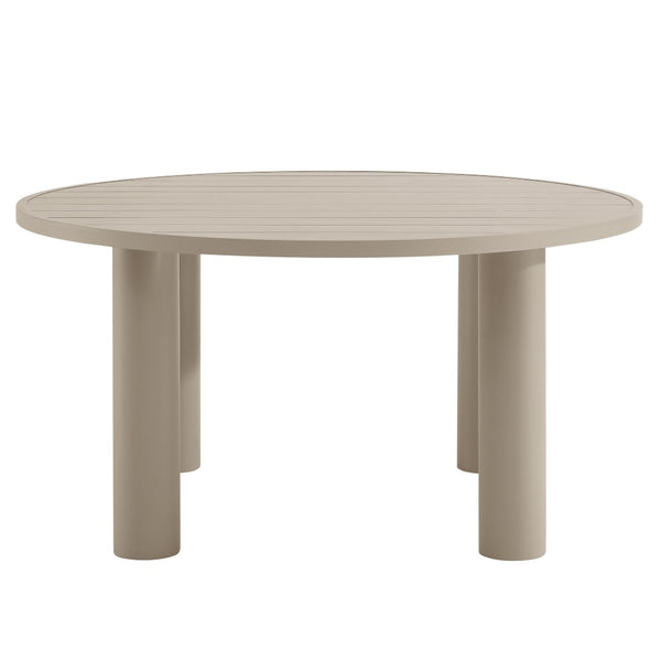 Modway Furniture Nautica Outdoor Patio 60" Round Aluminum Dining Table – Stylish, Durable Centerpiece for 4-6 Guests Taupe EEI-6981-TAU