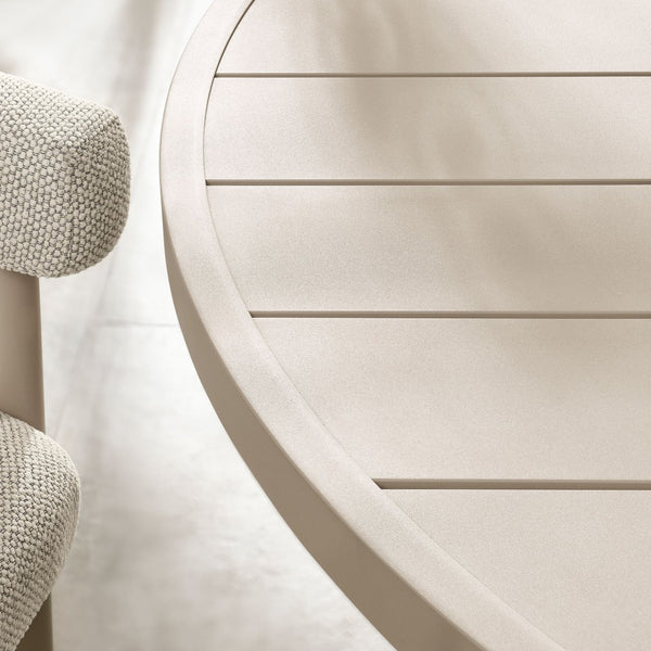 Modway Furniture Nautica Outdoor Patio 60" Round Aluminum Dining Table – Stylish, Durable Centerpiece for 4-6 Guests Taupe EEI-6981-TAU