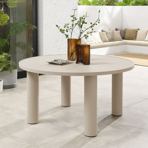 Modway Furniture Nautica Outdoor Patio 60" Round Aluminum Dining Table – Stylish, Durable Centerpiece for 4-6 Guests Taupe EEI-6981-TAU