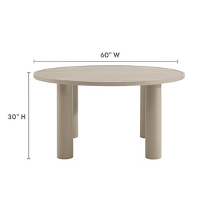 Modway Furniture Nautica Outdoor Patio 60" Round Aluminum Dining Table – Stylish, Durable Centerpiece for 4-6 Guests Taupe EEI-6981-TAU