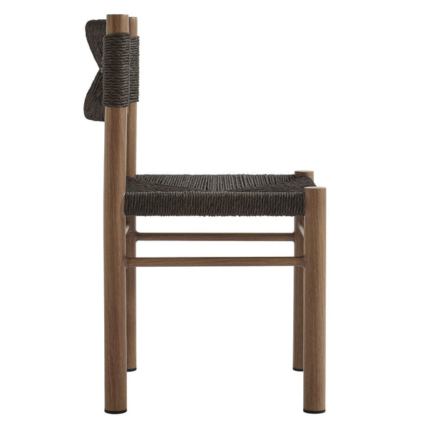 Modway Furniture Parkland Outdoor Dining Side Chairs Set of 2 – Premium Rattan & Aluminum for Ultimate Comfort & Style Walnut EEI-6982-WAL