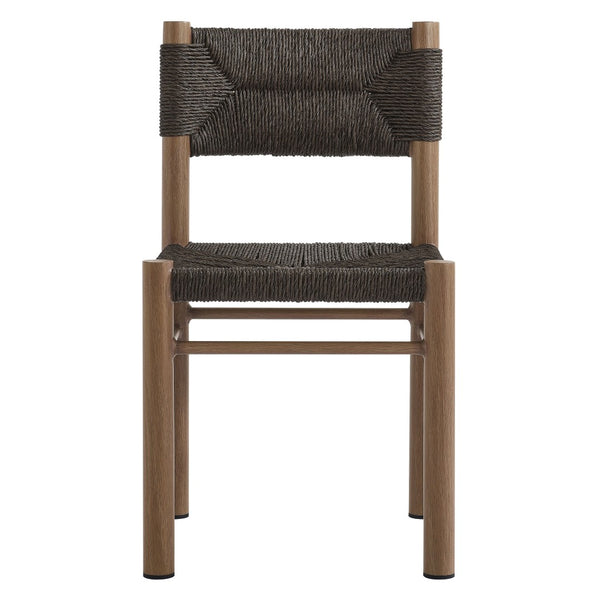 Modway Furniture Parkland Outdoor Dining Side Chairs Set of 2 – Premium Rattan & Aluminum for Ultimate Comfort & Style Walnut EEI-6982-WAL