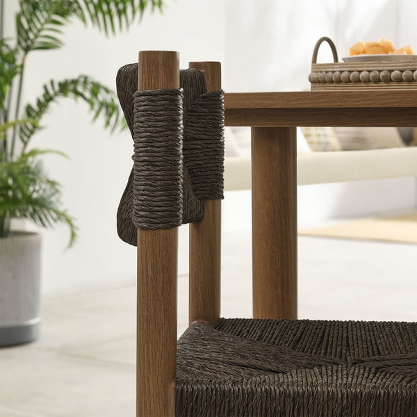 Modway Furniture Parkland Outdoor Dining Side Chairs Set of 2 – Premium Rattan & Aluminum for Ultimate Comfort & Style Walnut EEI-6982-WAL