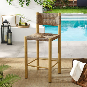 Modway Furniture Parkland Outdoor Patio Rattan & Aluminum Counter Stools Set of 2 - Durable, Stylish & Ready to Use Natural EEI-6983-NAT
