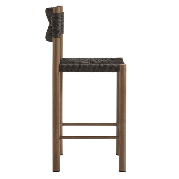 Modway Furniture Parkland Outdoor Patio Rattan & Aluminum Counter Stools Set of 2 - Durable, Stylish & Ready to Use Walnut EEI-6983-WAL