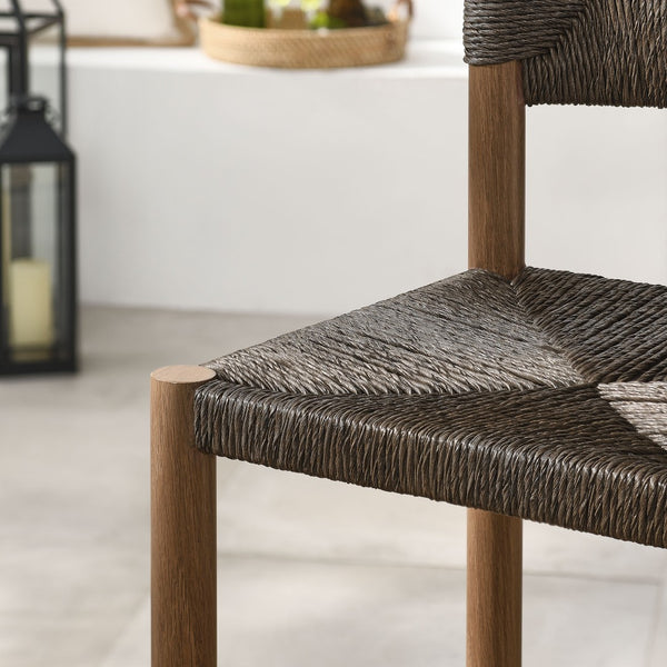 Modway Furniture Parkland Outdoor Patio Rattan & Aluminum Counter Stools Set of 2 - Durable, Stylish & Ready to Use Walnut EEI-6983-WAL