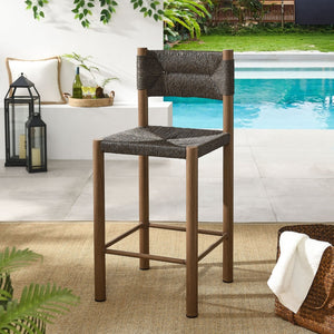 Modway Furniture Parkland Outdoor Patio Rattan & Aluminum Counter Stools Set of 2 - Durable, Stylish & Ready to Use Walnut EEI-6983-WAL