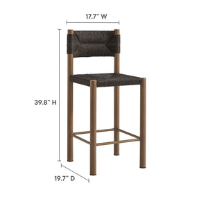 Modway Furniture Parkland Outdoor Patio Rattan & Aluminum Counter Stools Set of 2 - Durable, Stylish & Ready to Use Walnut EEI-6983-WAL