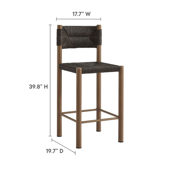 Modway Furniture Parkland Outdoor Patio Rattan & Aluminum Counter Stools Set of 2 - Durable, Stylish & Ready to Use Walnut EEI-6983-WAL