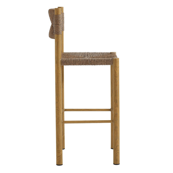 Modway Furniture Parkland Outdoor Bar Stools Set of 2 - Stylish Rattan & Aluminum for Patios and Poolside Relaxation Natural EEI-6984-NAT