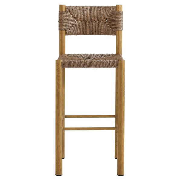 Modway Furniture Parkland Outdoor Bar Stools Set of 2 - Stylish Rattan & Aluminum for Patios and Poolside Relaxation Natural EEI-6984-NAT