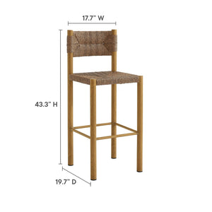 Modway Furniture Parkland Outdoor Bar Stools Set of 2 - Stylish Rattan & Aluminum for Patios and Poolside Relaxation Natural EEI-6984-NAT