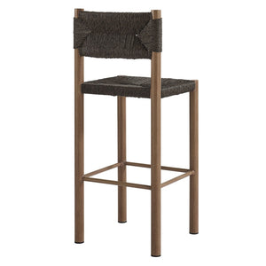 Modway Furniture Parkland Outdoor Bar Stools Set of 2 - Stylish Rattan & Aluminum for Patios and Poolside Relaxation Walnut EEI-6984-WAL