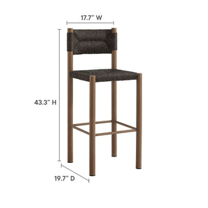 Modway Furniture Parkland Outdoor Bar Stools Set of 2 - Stylish Rattan & Aluminum for Patios and Poolside Relaxation Walnut EEI-6984-WAL