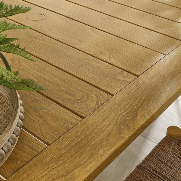 Modway Furniture Parkland 76" Outdoor Patio Aluminum Dining Table - Modern Design, Weather-Resistant, Easy Assembly Natural EEI-6985-NAT