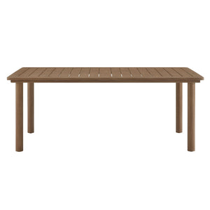 Modway Furniture Parkland 7-Piece Rectangular Outdoor Dining Set with Rattan Chairs - Stylish, Durable & Easy Care Walnut EEI-7064-WAL