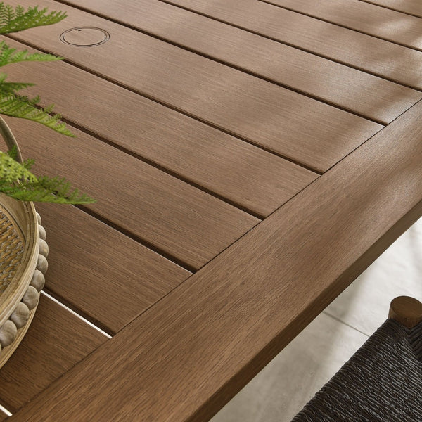 Modway Furniture Parkland 76" Outdoor Patio Aluminum Dining Table - Modern Design, Weather-Resistant, Easy Assembly Walnut EEI-6985-WAL