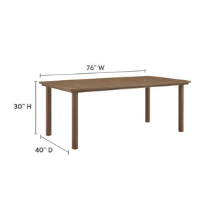 Modway Furniture Parkland 76" Outdoor Patio Aluminum Dining Table - Modern Design, Weather-Resistant, Easy Assembly Walnut EEI-6985-WAL