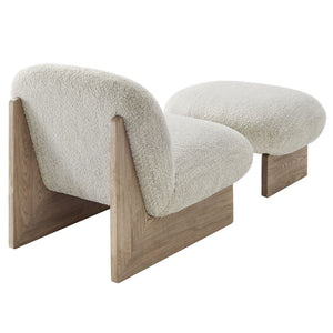 Modway Furniture Loyal Boucle Fabric Accent Chair and Ottoman Set – Modern Comfort with Stylish Design for Any Space Pearl Oak EEI-6988-PRL-OAK