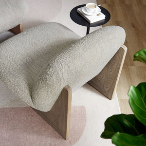 Modway Furniture Loyal Boucle Fabric Accent Chair and Ottoman Set – Modern Comfort with Stylish Design for Any Space Pearl Oak EEI-6988-PRL-OAK