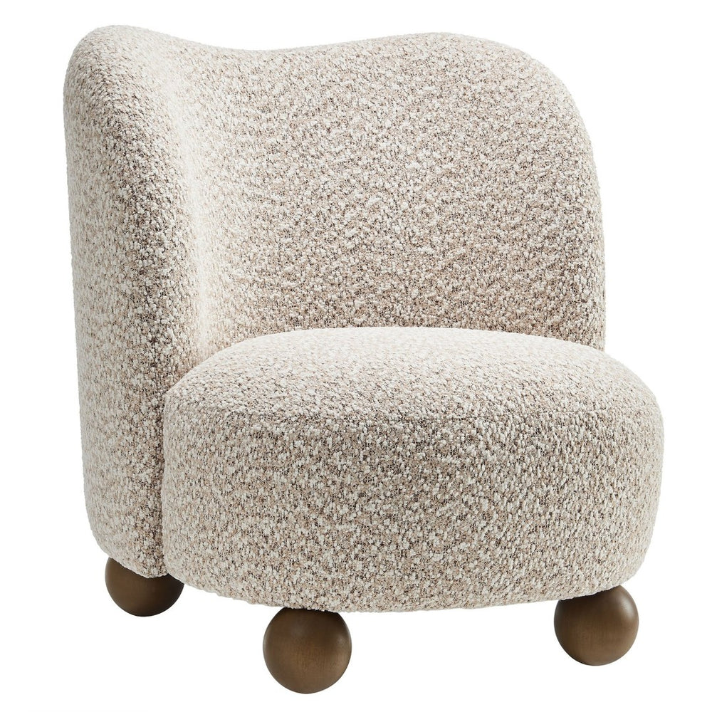 Modway Furniture Monroe Boucle Fabric Accent Chair - Mid-Century Design with Plush Comfort for Any Modern Space Coral Walnut EEI-6989-COR-WAL