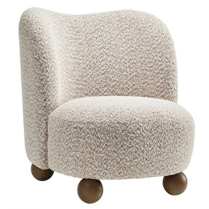 Modway Furniture Monroe Boucle Fabric Accent Chair - Mid-Century Design with Plush Comfort for Any Modern Space Coral Walnut EEI-6989-COR-WAL