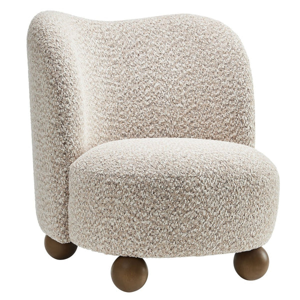 Modway Furniture Monroe Boucle Fabric Accent Chair - Mid-Century Design with Plush Comfort for Any Modern Space Coral Walnut EEI-6989-COR-WAL