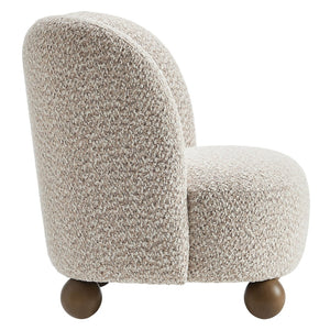 Modway Furniture Monroe Boucle Fabric Accent Chair - Mid-Century Design with Plush Comfort for Any Modern Space Coral Walnut EEI-6989-COR-WAL
