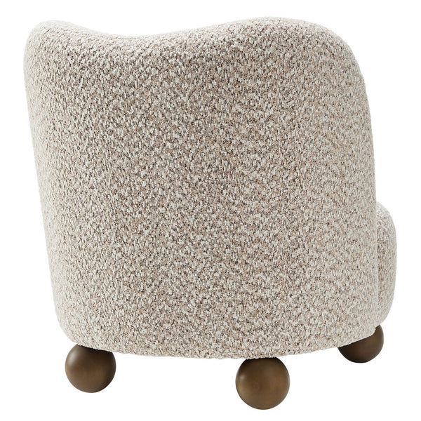 Modway Furniture Monroe Boucle Fabric Accent Chair - Mid-Century Design with Plush Comfort for Any Modern Space Coral Walnut EEI-6989-COR-WAL