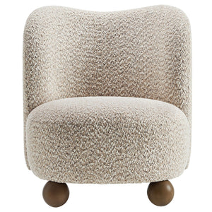 Modway Furniture Monroe Boucle Fabric Accent Chair - Mid-Century Design with Plush Comfort for Any Modern Space Coral Walnut EEI-6989-COR-WAL