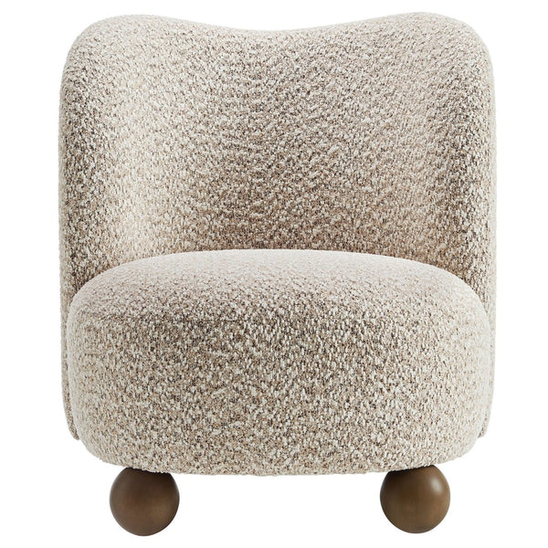 Modway Furniture Monroe Boucle Fabric Accent Chair - Mid-Century Design with Plush Comfort for Any Modern Space Coral Walnut EEI-6989-COR-WAL