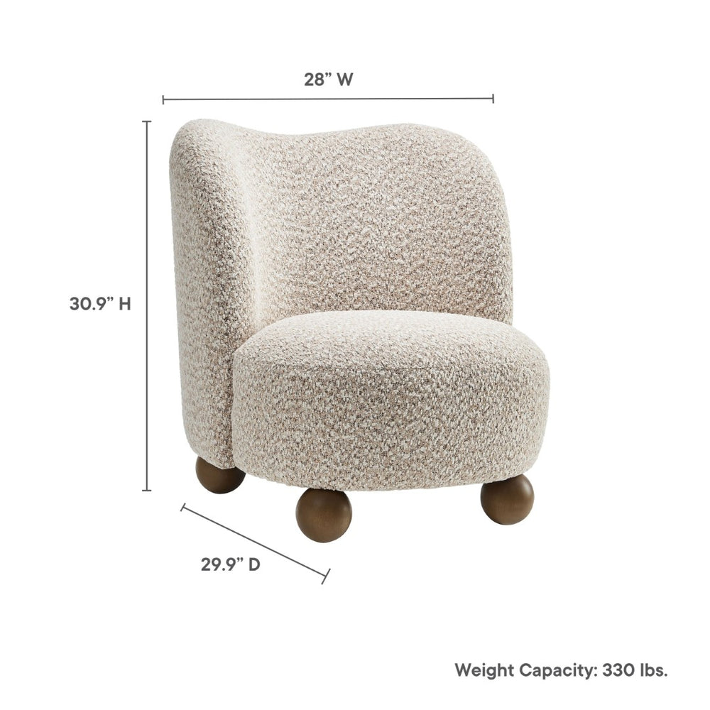 Modway Furniture Monroe Boucle Fabric Accent Chair - Mid-Century Design with Plush Comfort for Any Modern Space Coral Walnut EEI-6989-COR-WAL