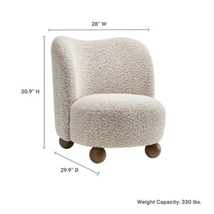 Modway Furniture Monroe Boucle Fabric Accent Chair - Mid-Century Design with Plush Comfort for Any Modern Space Coral Walnut EEI-6989-COR-WAL