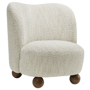 Modway Furniture Monroe Boucle Fabric Accent Chair - Mid-Century Design with Plush Comfort for Any Modern Space Pearl Walnut EEI-6989-PRL-WAL