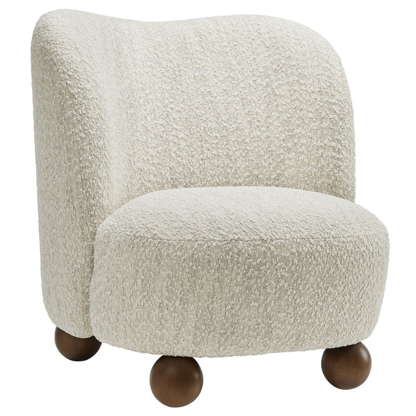 Modway Furniture Monroe Boucle Fabric Accent Chair - Mid-Century Design with Plush Comfort for Any Modern Space Pearl Walnut EEI-6989-PRL-WAL