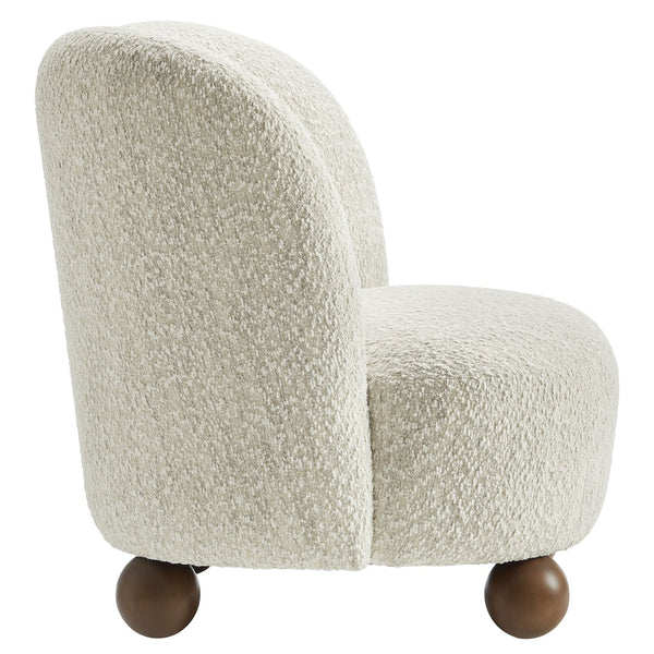 Modway Furniture Monroe Boucle Fabric Accent Chair - Mid-Century Design with Plush Comfort for Any Modern Space Pearl Walnut EEI-6989-PRL-WAL