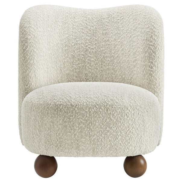 Modway Furniture Monroe Boucle Fabric Accent Chair - Mid-Century Design with Plush Comfort for Any Modern Space Pearl Walnut EEI-6989-PRL-WAL