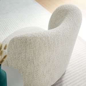 Modway Furniture Monroe Boucle Fabric Accent Chair - Mid-Century Design with Plush Comfort for Any Modern Space Pearl Walnut EEI-6989-PRL-WAL