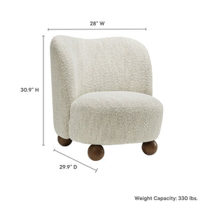 Modway Furniture Monroe Boucle Fabric Accent Chair - Mid-Century Design with Plush Comfort for Any Modern Space Pearl Walnut EEI-6989-PRL-WAL